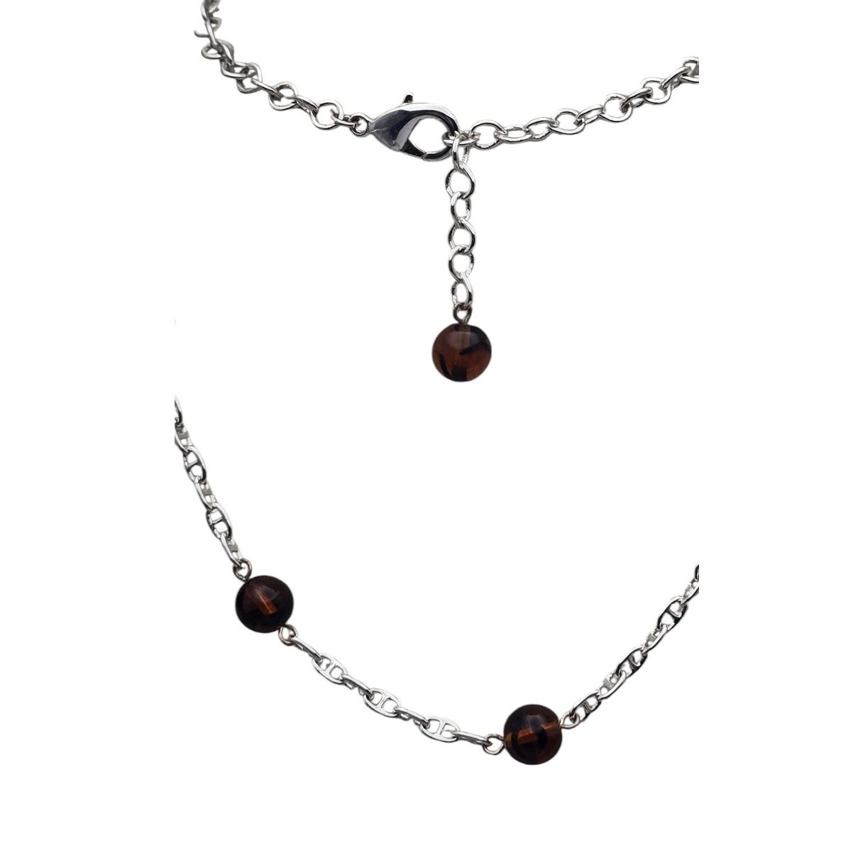 Tortoise Shell Beads Layered Silver Necklace - Vi… - image 7