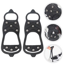 1 Pair Outdoor Snow Cleats Anti Skid Shoe Covers TPE Metal Material Black