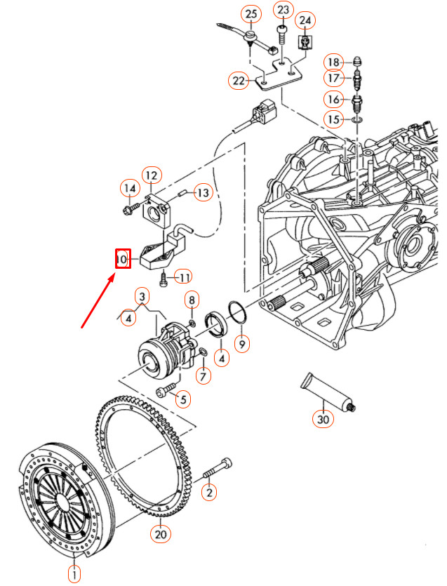 AUDI R8 42 Clutch Position Sensor Genuine 086141297