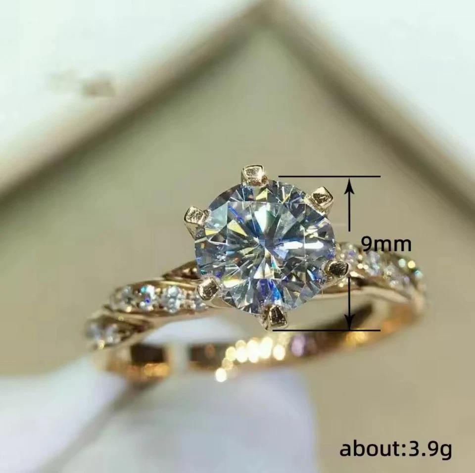 925 Sterling Silber Ehering Damen Ring Zirkonia Strass Frauen Verlobung Gold Ges - Bild 4 von 4