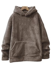 Mens Plush Fleece Hoodie Thick Warm Pullover Hooded Sweatshirt Kangaroo Pocket