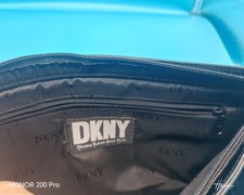 DKNY 90s Baguette Bag Echtleder Handtasche Schultertasche Tasche Schwarz
