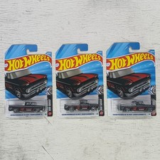 NEW LOT OF 3 Hot Wheels Custom 62 Chevy Pickup Black 220 Mainline 2026 Case L