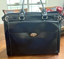 Genuine Leather Black Briefcase Extra Large Multiple Pockets And Compartments