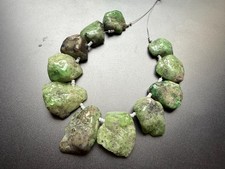 Rare Tsavorite gemstone nugget beads 28x18 mm 8 Inches