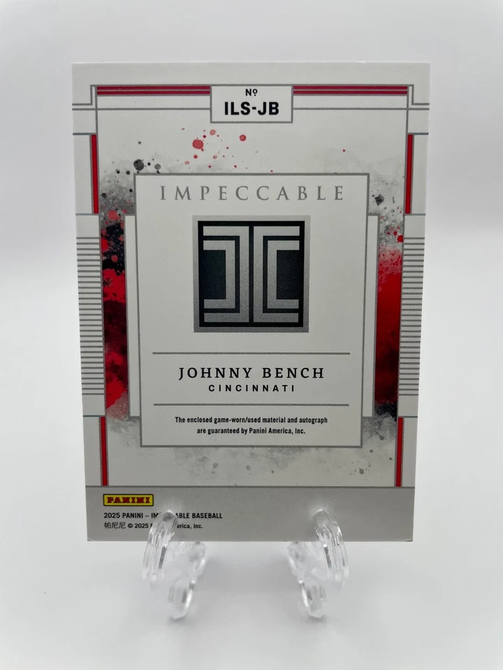 Tarjeta de firma Johnny Bench 2025 impecable de béisbol madera #91/99 Foto 2 de 2
