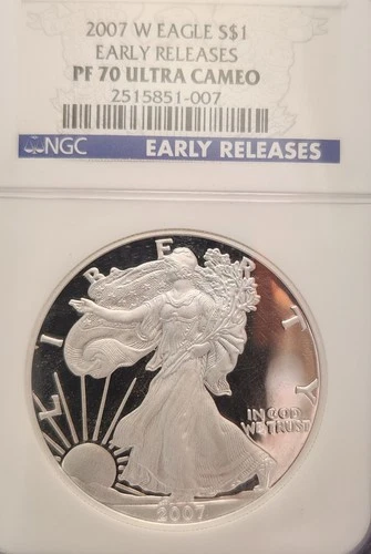 2007-W American Silver Eagle Early Releases NGC PF70 Ultra Cameo