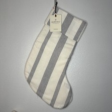 Hearth  Hand With Magnolia Christmas Stocking White/cream  Grey Stripes