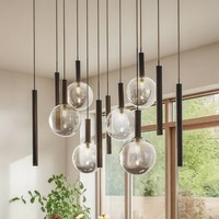 Lucande Pendelleuchte 'Lumavia' (Modern) In Schwarz Aus Glas (12 Flammig, G9) -