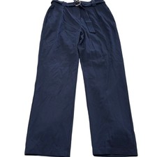 Lulus Pants Womens Large Blue Curated Aesthetic Belted Straight Leg Trouser