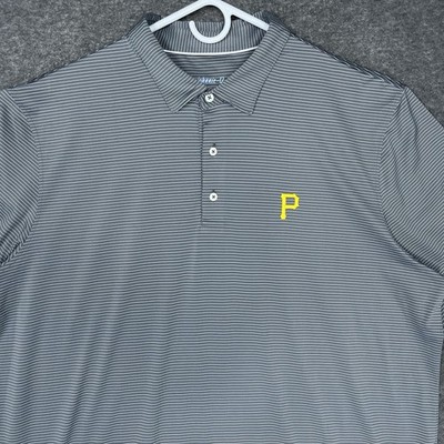 Johnnie-O Polo Shirt Mens 2XL Gray stripe Performance MLB Pittsburgh Pirates