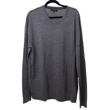 Banana Republic Mens Extra Fine Merino Wool Crewneck Sweater Gray XXL Preppy