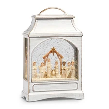 Raz Imports Nativity Lighted Musical Water Lantern, 11" Height, Christmas Decor
