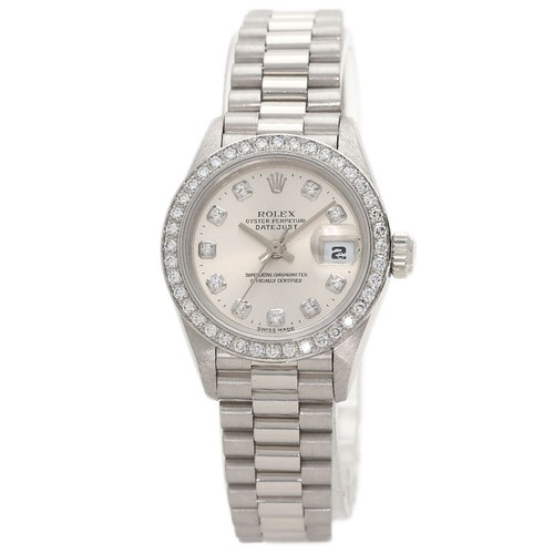 ROLEX DATEJUST 10P Diamond Watches 69136G Platinum/PT Ladies