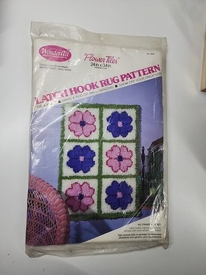 Vintage Wonder Art Larch Hook Rug Pattern Kit  ''Flower Tiles'' 24x34''