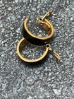 Vintage Monet Earrings Pierced Enamel Hoops Gold Tone — photo 4