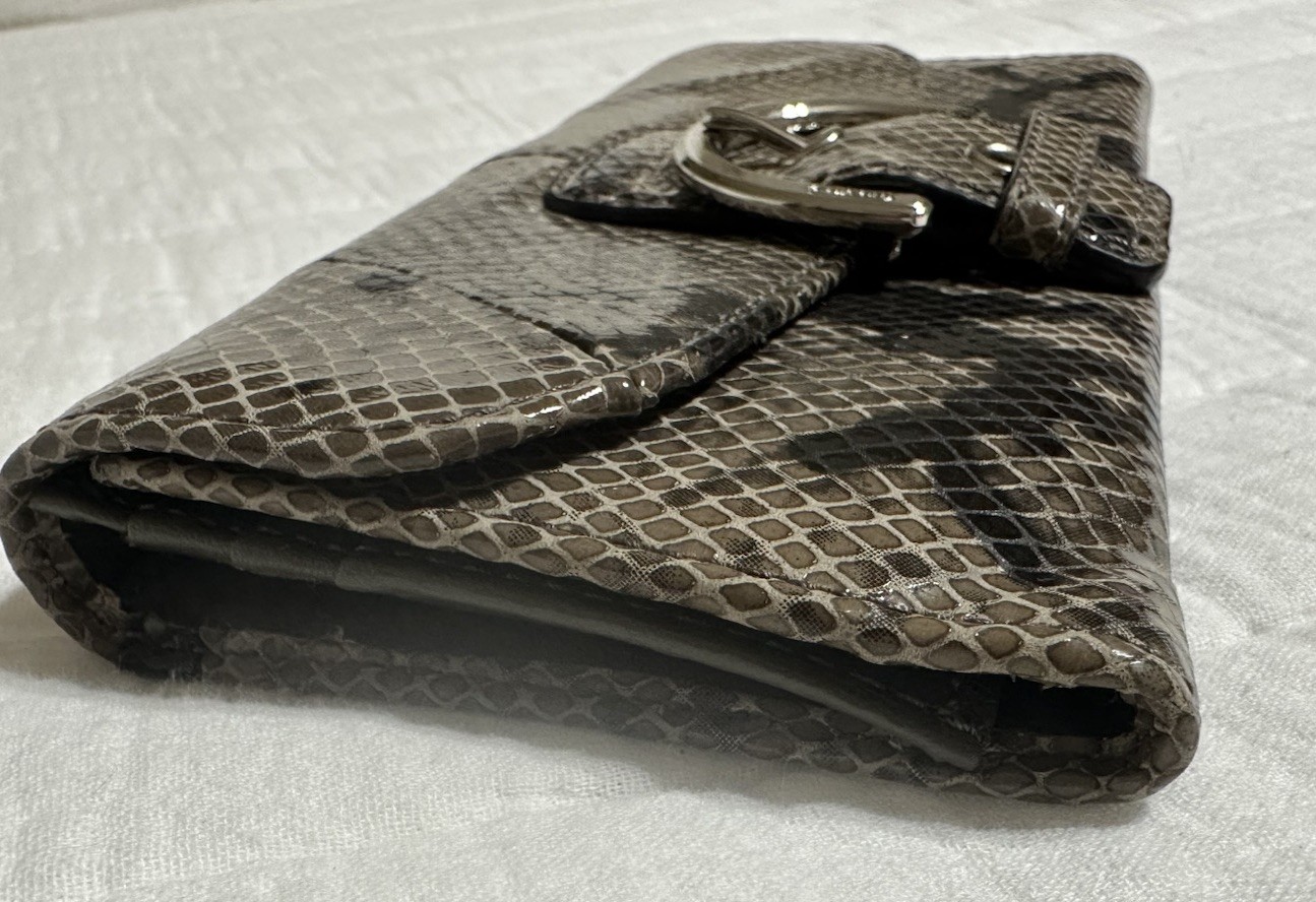 Y2K SOHO Coach Large Python Embossed Tri Fold Wal… - image 7