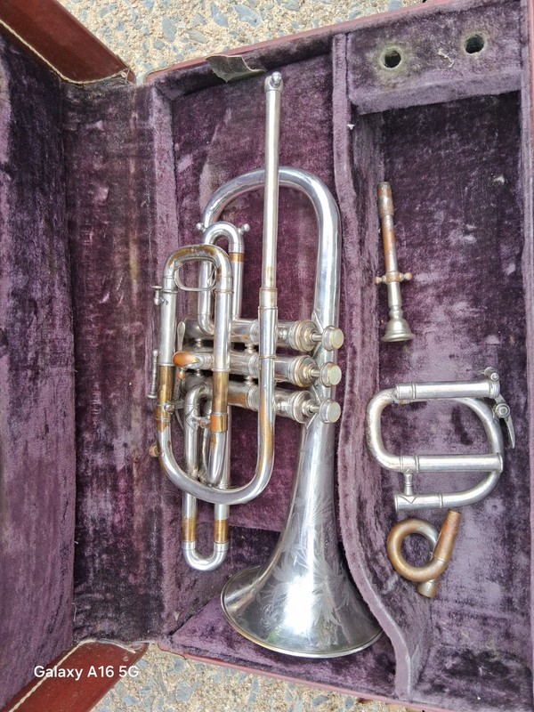1890 G C Conn Wonder" Cornet - Repair Project or Parts with Gold plated MP