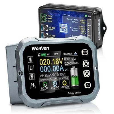 WonVon Battery Monitor with Shunt 400A 0V-120V Battery Monitor for RV Motorcy...