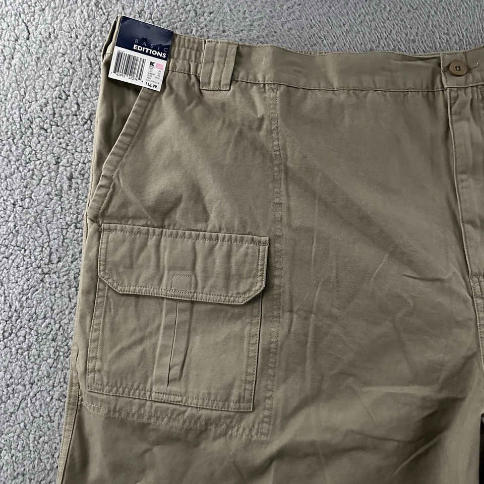 Basic Editions Womens Shorts Beige Size 4X Cargo Elastic Waist 100% Cotton - Image 2 of 4