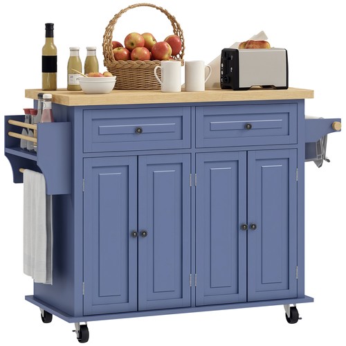 Rolling Kitchen Microwave Island with Flexible Storage Shelf Unit Refurbished