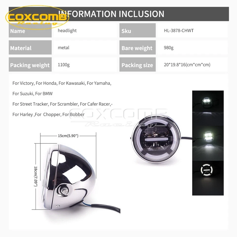 Proyector de faros LED para motocicleta con DRL blanco alto/bajo para Yamaha Honda BMW F800GS Foto 2 de 4