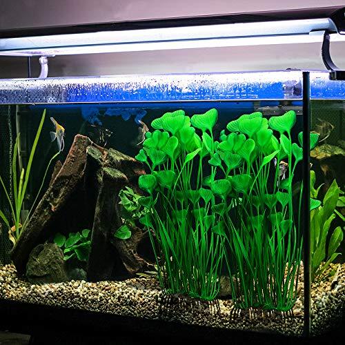 DA Brand 14.2-Inch Artificial Aquarium Plant - Purple And Green Plastic Decor For Fish Tanks