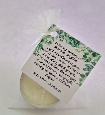 Personalisierte Kerze Gastgeschenk Erinnerung Beerdigung Andenken - Erinnerung botanisches Design