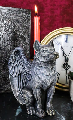 Ebros Sitting Gothic Angel Winged Wolf Candle Holder Figurine 5''H Gargoyle
