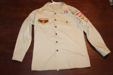 Boy Scouts of America BSA Men's Adult Shirt Large  No Size Tan Long Sleeve