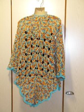 Kleines Dreieckstuch, "Caribic", türkis, braun, gelb, Handarbeit