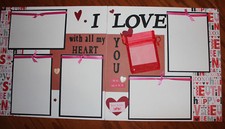 Valentine's Day scrapbook layout 3D handmade photo ready 2 page each 12 x 12 