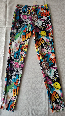 Forever 21 Girls Pop Art Graphic Comics Multicolor Leggings Size M ST25