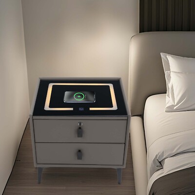 Bluetooth Speaker Smart Bedside Table with Light USB& Wireless Charging