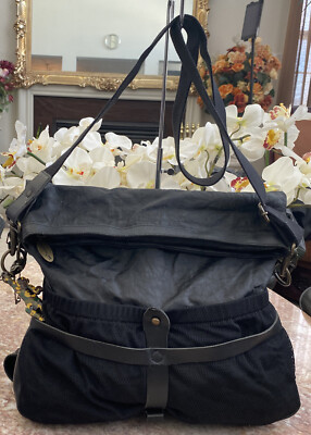 Kipling Fergie HB3493 Black Nylon Large Hobo Fold-Over Camo Lined