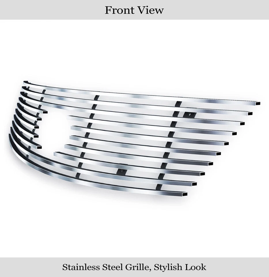 Fits 2005-2007 Ford Five Hundred Logo Show Upper Stainless Silver Billet Grille - Image 2 of 4