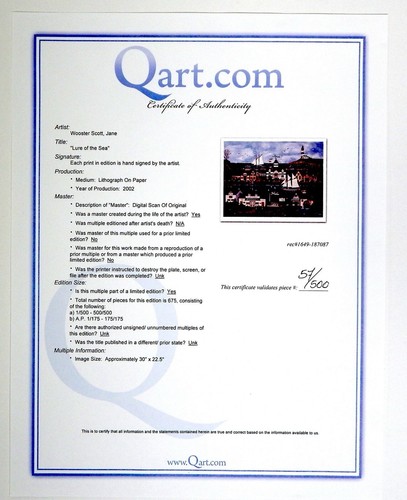 Jane Wooster Scott "Lure of the Sea" 57/500 Signed Limited Edition Lithograph - Picture 2 of 6