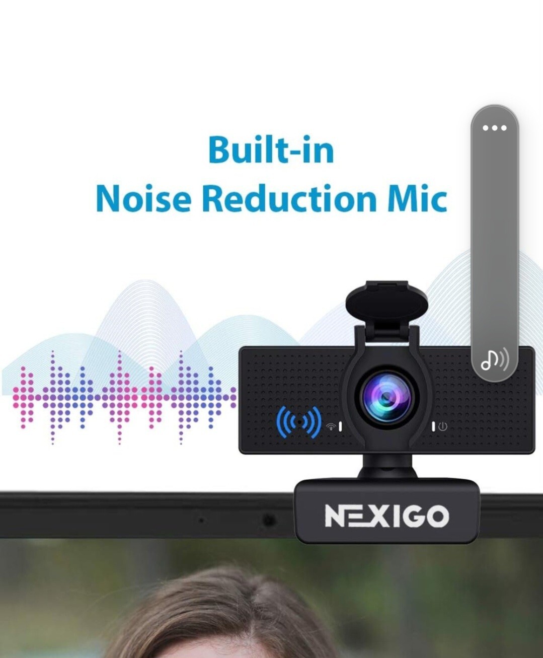 NexiGo N60 1080P Webcam w Microphone, Adjustable FOV, Privacy Cover NEW 