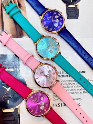 A women's leather watch with wonderful colors and shapes, very beautiful