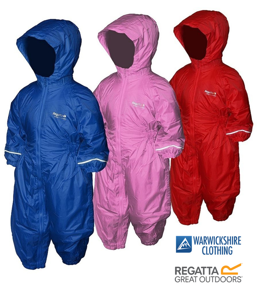 REGATTA CHILDS SPLOSH WATERPROOF PADDED ALL IN ONE PADDED LINED RAIN SUIT KIDS