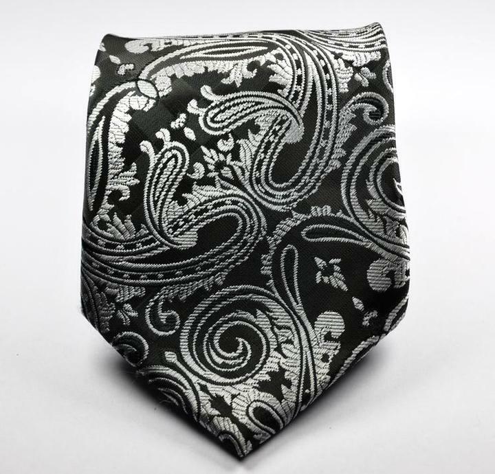 布 Hot! Classic Paisley Black White JACQUARD WOVEN 100% Silk Men's
