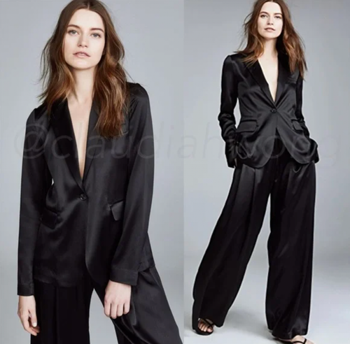 NILI LOTAN - $945 BLACK SILK CHARMEUSE "SOPHIA" BLAZER/JACKET (SEXY AF!!!) 4 - Picture 2 of 18