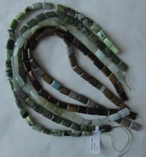 5 Strands Gemstone Bead Lot 12 x 10mm Rectangle Jade Tiger Eye Destash 69