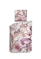 Heckett & Lane Satin BettwäSche 135X200 Kina White BlüTen BläTter Lila Rosa Wend