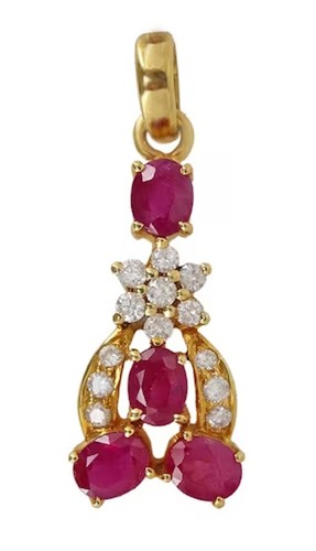 Pendentif En Or Blanc 18K Avec Diamants Naturels Et Rubis – 1.15 Carats, Coupe Brillante Ronde, Cadeau Amour