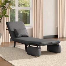 3-in-1 Folding Sofa Bed Recliner Chair Lounge Single Guest Bed Grey Space Saver