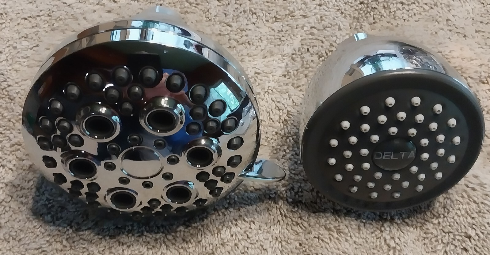 7 BRAND NEW DELTA SHOWER HEADS 3 ARMS & ESCUTCHEONS CHROME STAINLESS FINISH SS eBay