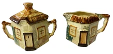 Stafforshire Paramount Keele Street Hand Painted Cottage Creamer and Sugar Bowl