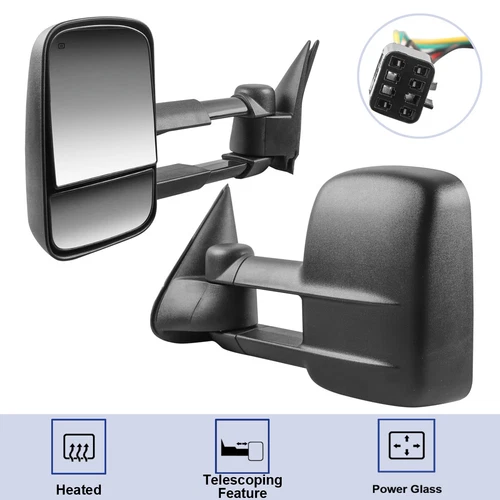 Pair Power Heated Tow Mirrors For 1999-2002 Silverado Sierra 1500 2500 3500