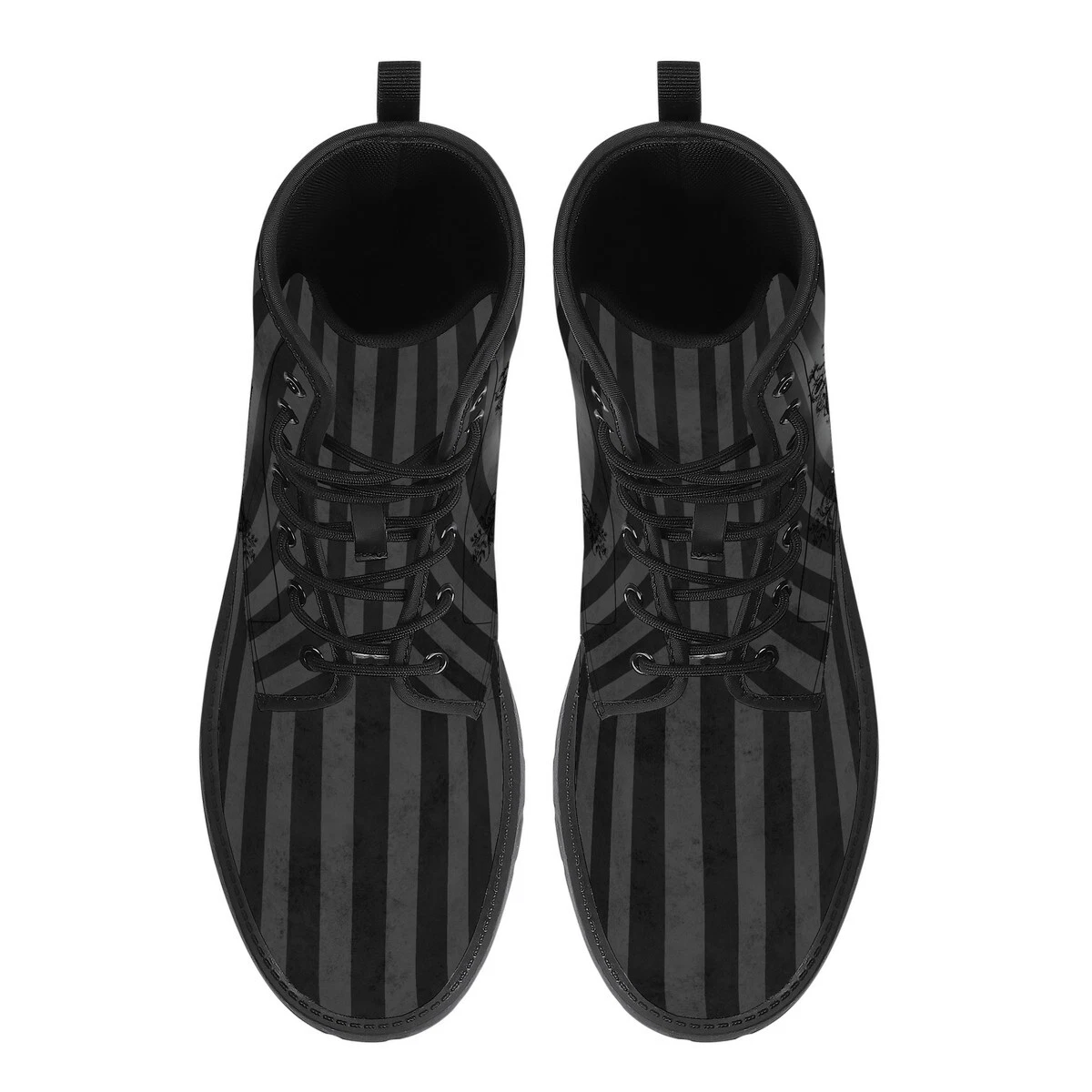 Nevermore Black Canvas Boots Women Wednesday Addams Flat Shoes